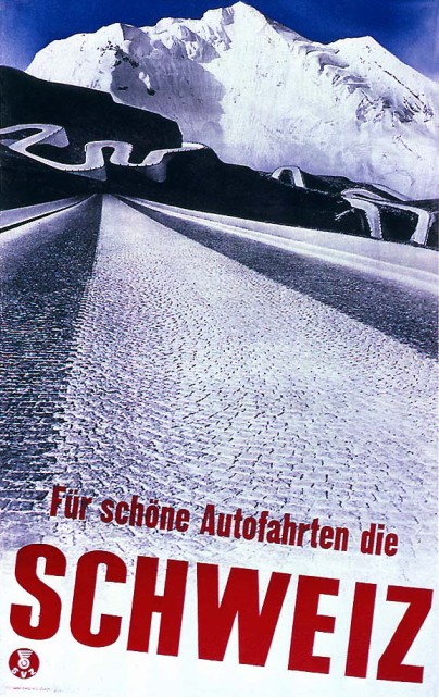'For Great Road Trips: Switzerland' Poster by Herbert Matter in (Swiss) International Style - Source: http://swisstype.wordpress.com/work/