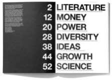 Text-based Table of Content - Very Graphic and Black and White- found at: Smashing Magazine (click image for inspiring article on table of content design)