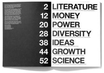 Text-based Table of Content - Very Graphic and Black and White- found at: Smashing Magazine (click image for inspiring article on table of content design)