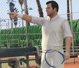 GTA 5 image of Michael pointing